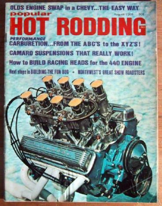 POPULAR HOT RODDING 1968 AUG - INDY 500, DEE KEATON's COUGAR